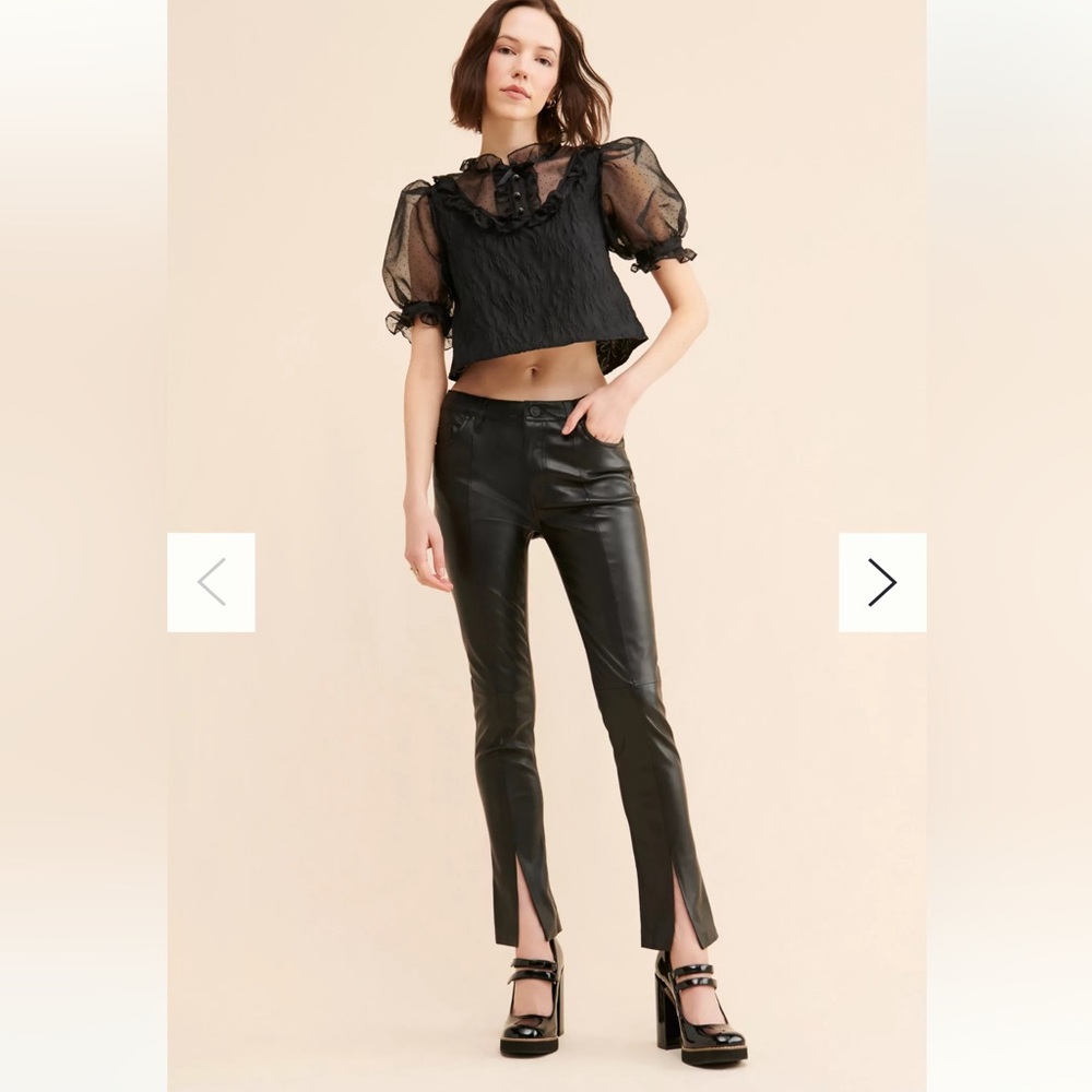 Hudson Jeans Black Flare Leather Pants